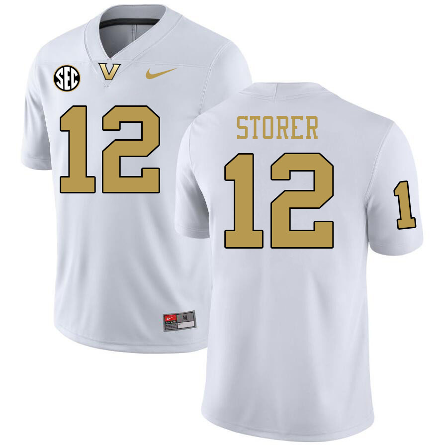 Vanderbilt Commodores #12 Brennan Storer College Football Jerseys 2024 Uniforms Stitched-White